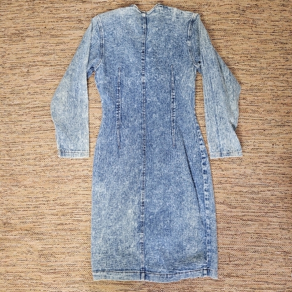 VINTAGE 80s Acid Washed Denim Dress - Picture 8 of 13